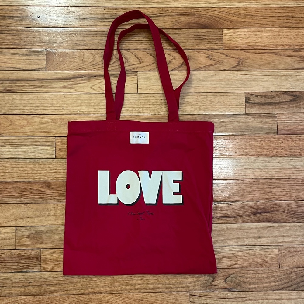 Red Sezane LOVE Tote Bag